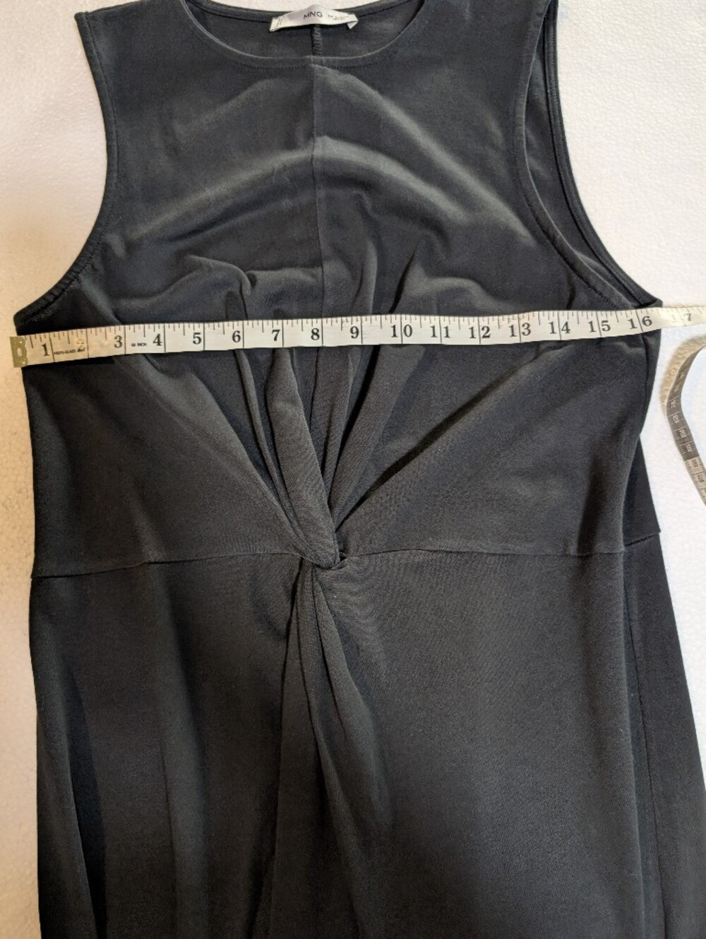 MNG Mango Black Twist Front Midi Dress Size XL US 10 - Picture 6 of 10